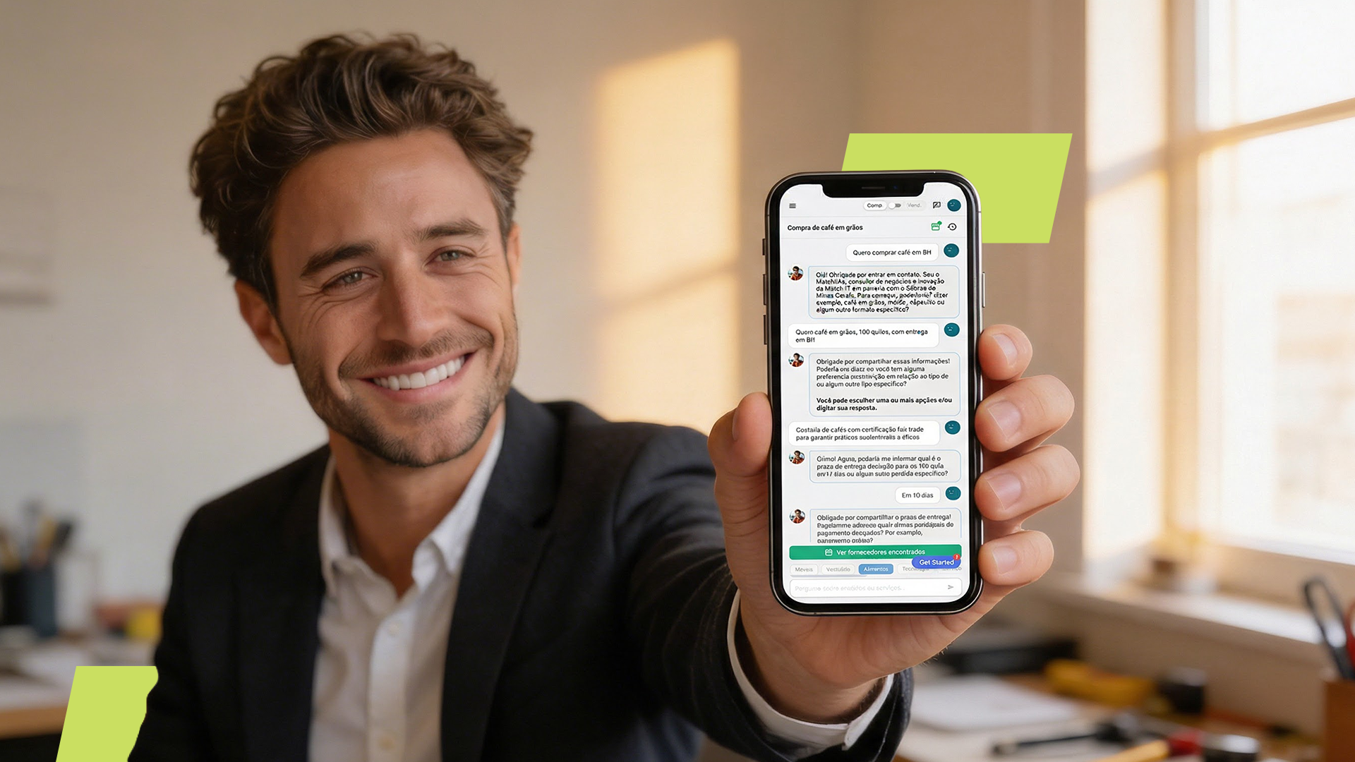 Interface do MatchIAs mostrando sugestões de fornecedores